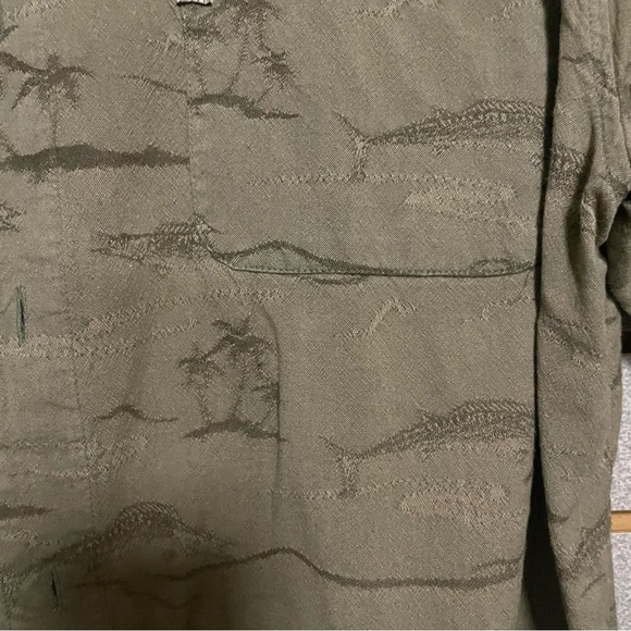 Men’s Columbia Short Sleeve Button Up Shirt XL River Lodge Fish Palm Trees EUC - Picture 6 of 6